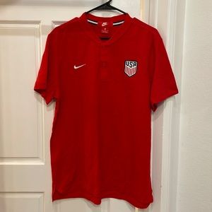 Collarless polo style USMNT shirt